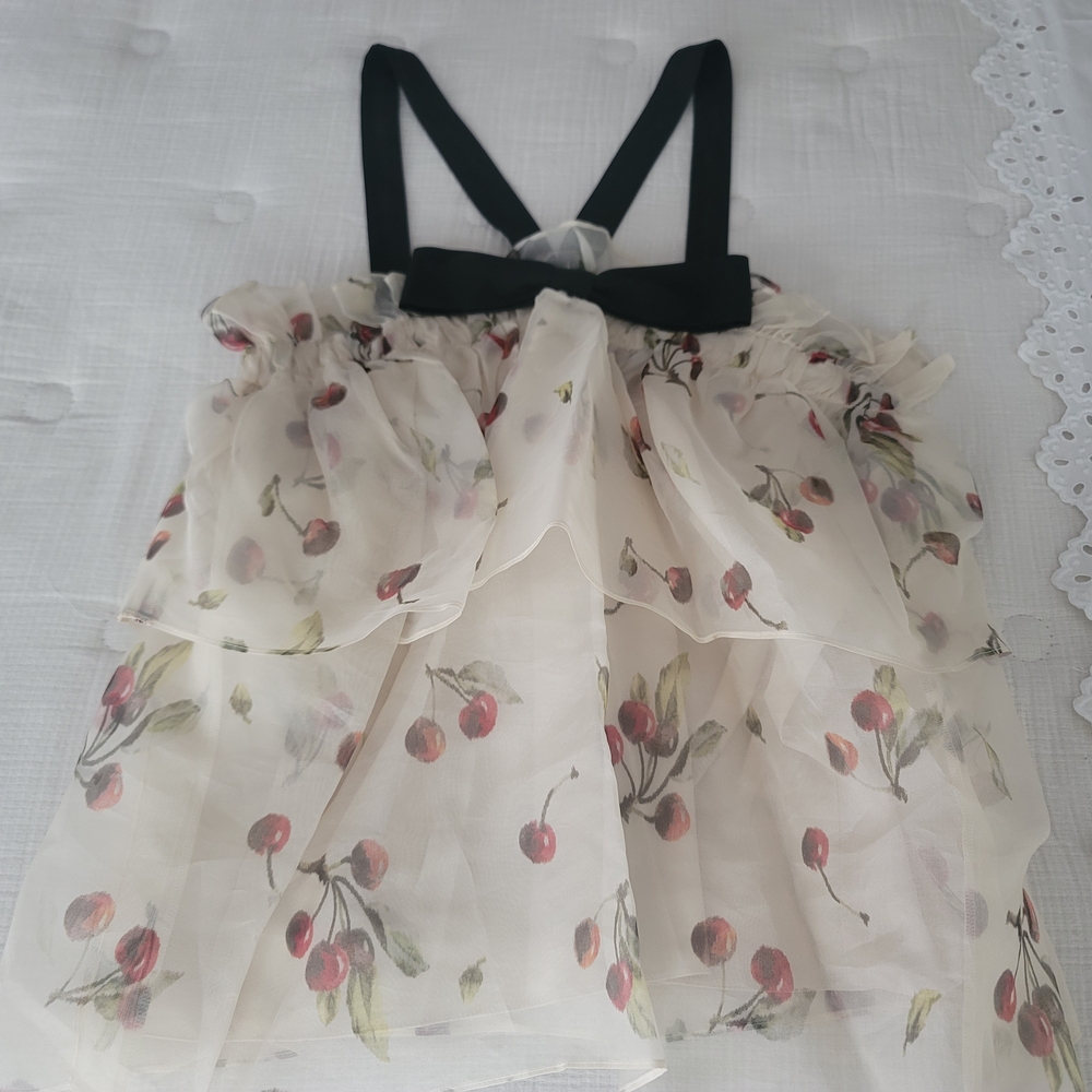 Rebecca Taylor Cherry On Organza Silk Top, Size 12